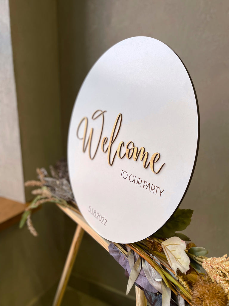 Welcome To Our Wedding Gold Text Sign