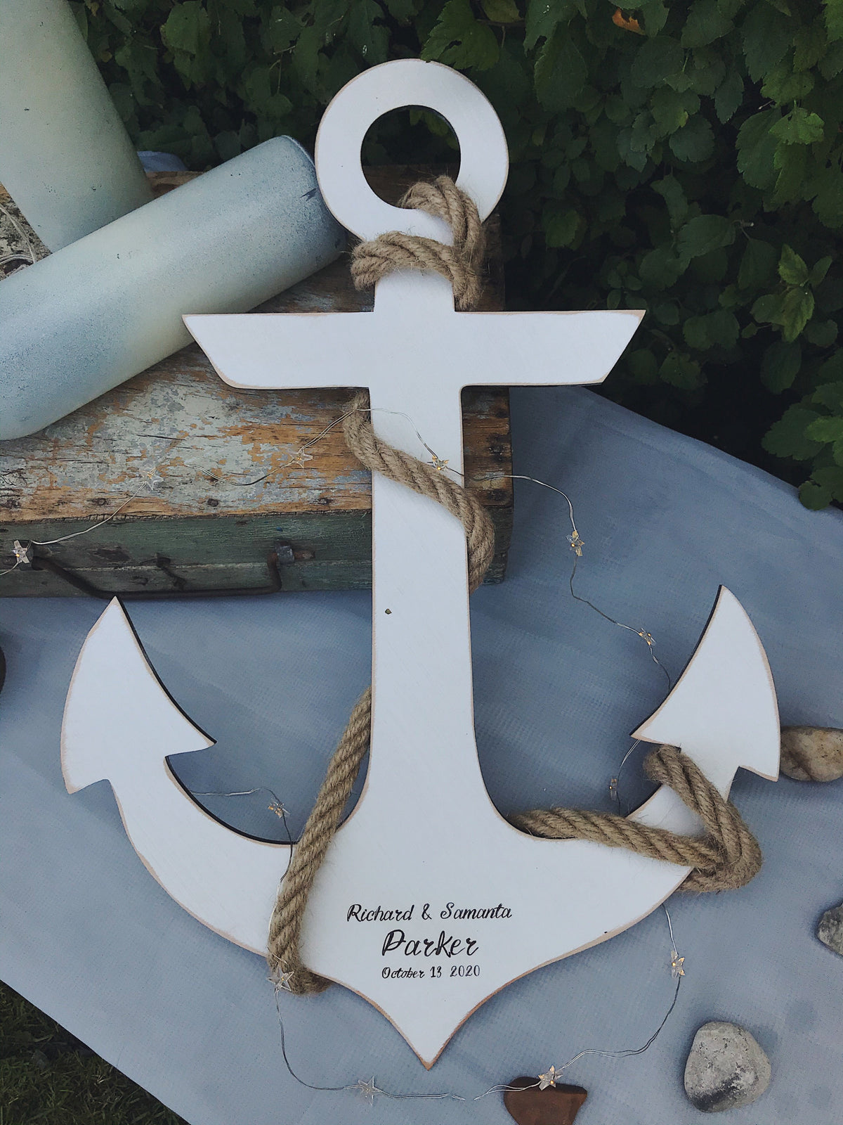 ANCHORED IN LOVE Wedding Guestbook, Nautical Guestbook, Guest Book Alternative, Bride and Groom, store Beach Signs, Coastal Decor, 26