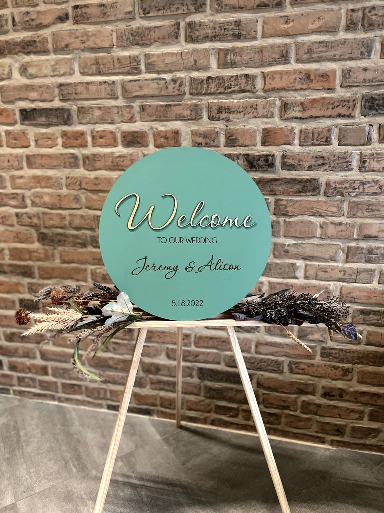 Welcome To Our Wedding Gold Text Sign