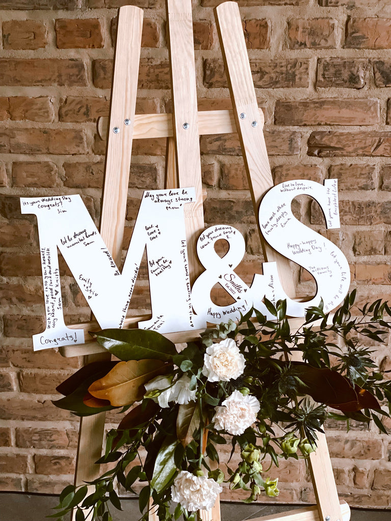 Rustic Wooden Wedding Sign in Custom Letters Shape
