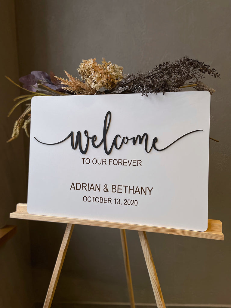 Green & Gold Wedding Welcome Sign, Celebrate With Us