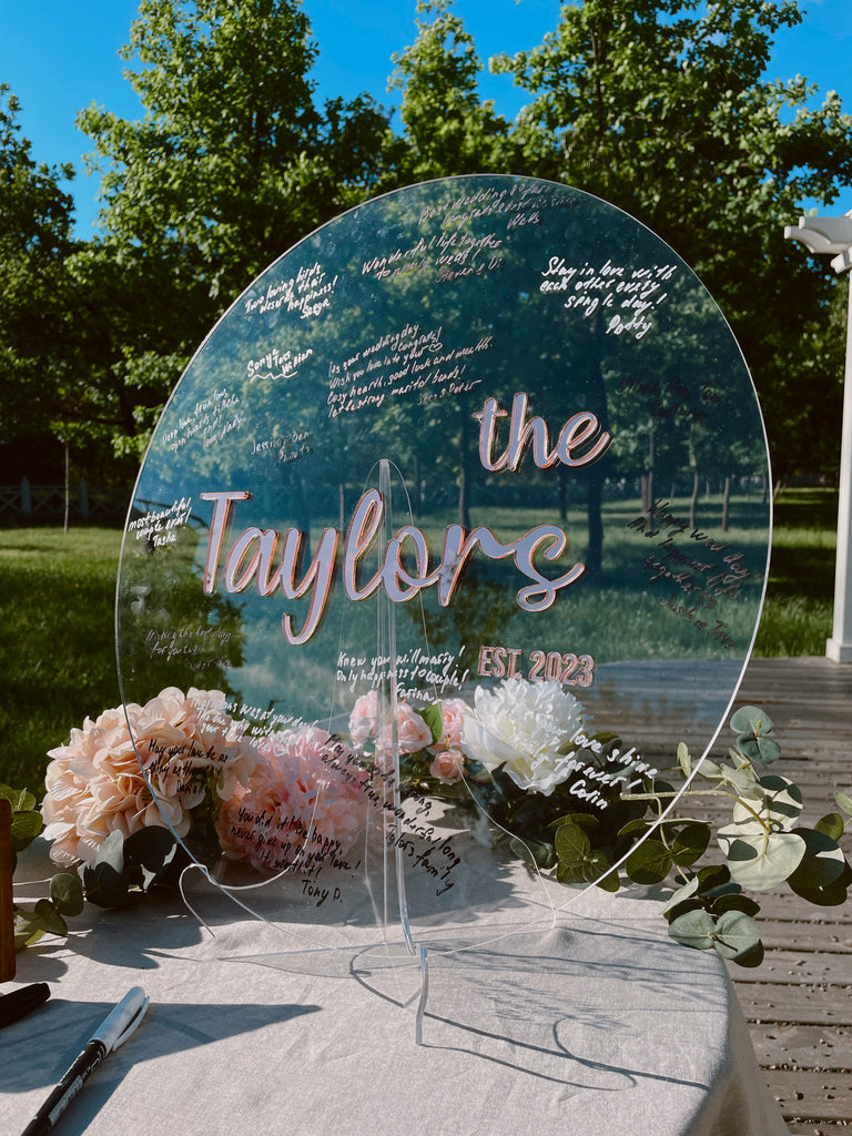 Acrylic Guest Book for Wedding With Golden Letters