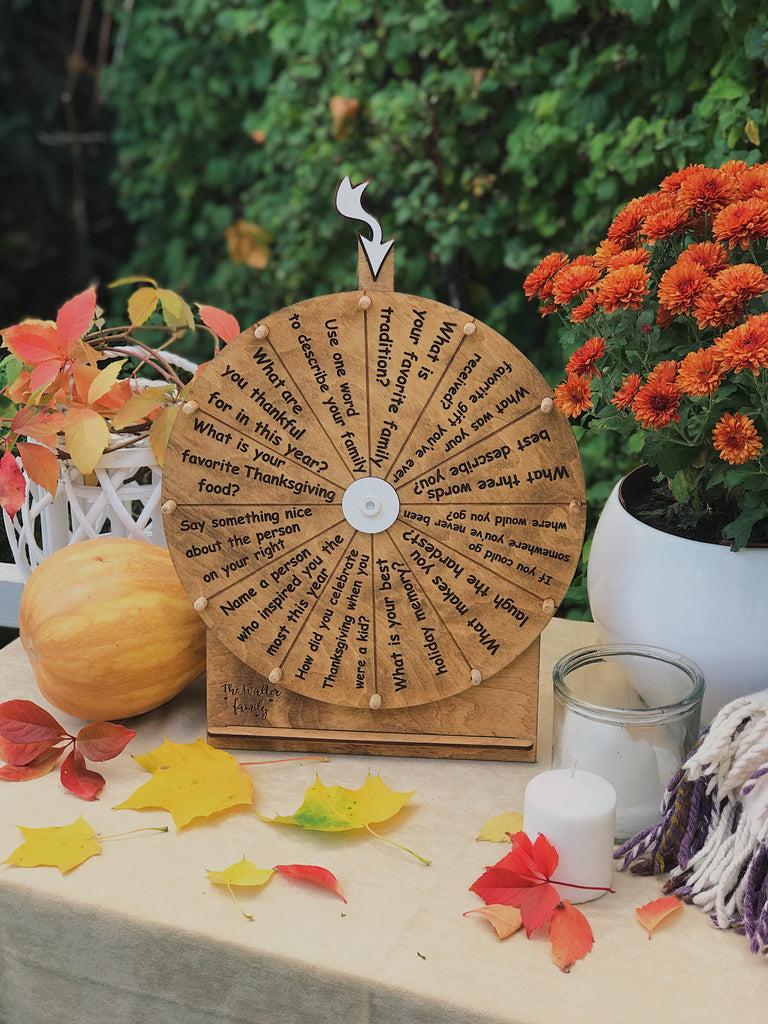 Thanksgiving Day Family Party Spin the Wheel Game with Questions or Tasks