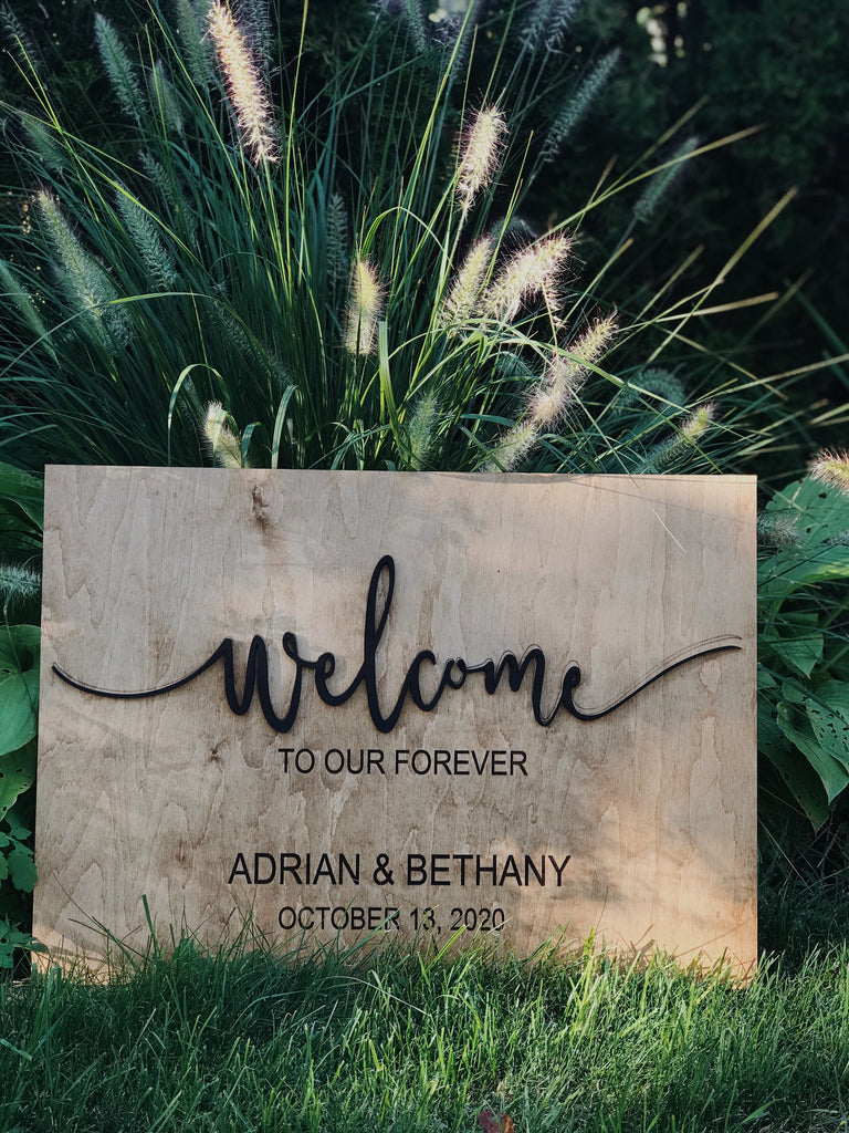 Welcome to our Forever Custom Wooden Wedding Reception Sign