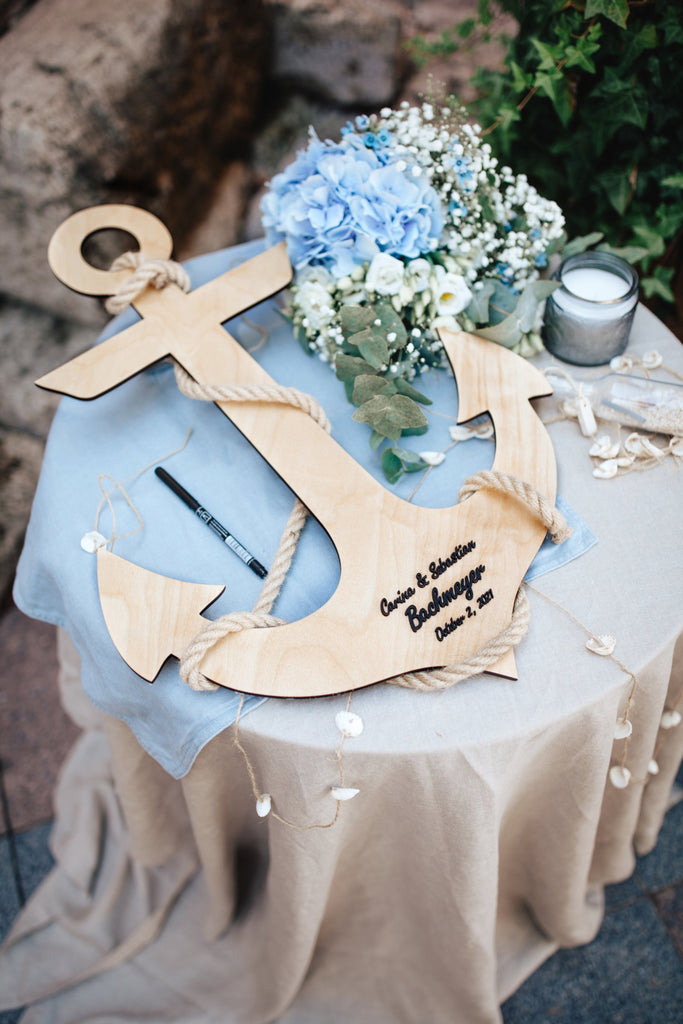 Wedding Guest Book Anchor, Personalized Wooden Wedding Sign