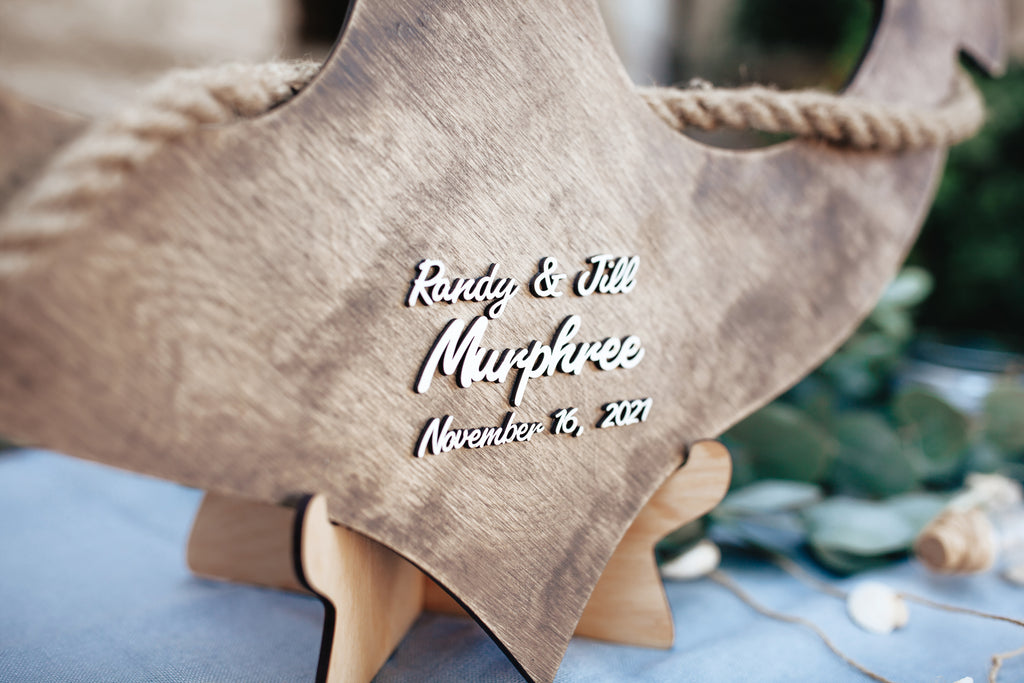 White Wooden Anchor Personalized Wedding Sign