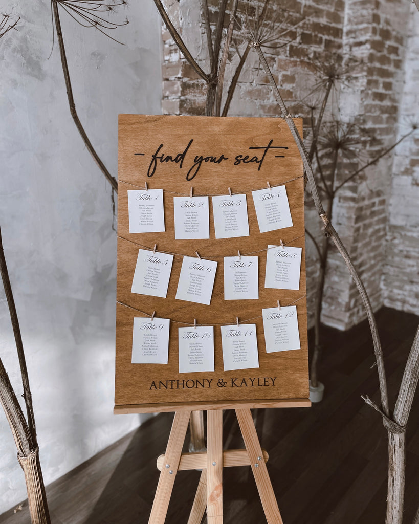 Wedding Table Seating Chart Sign