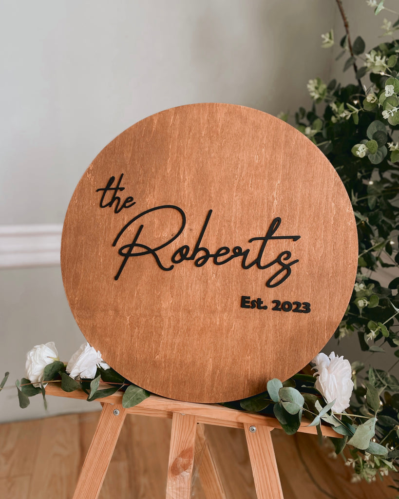 White and Gold Personalized Wooden Wedding Sign